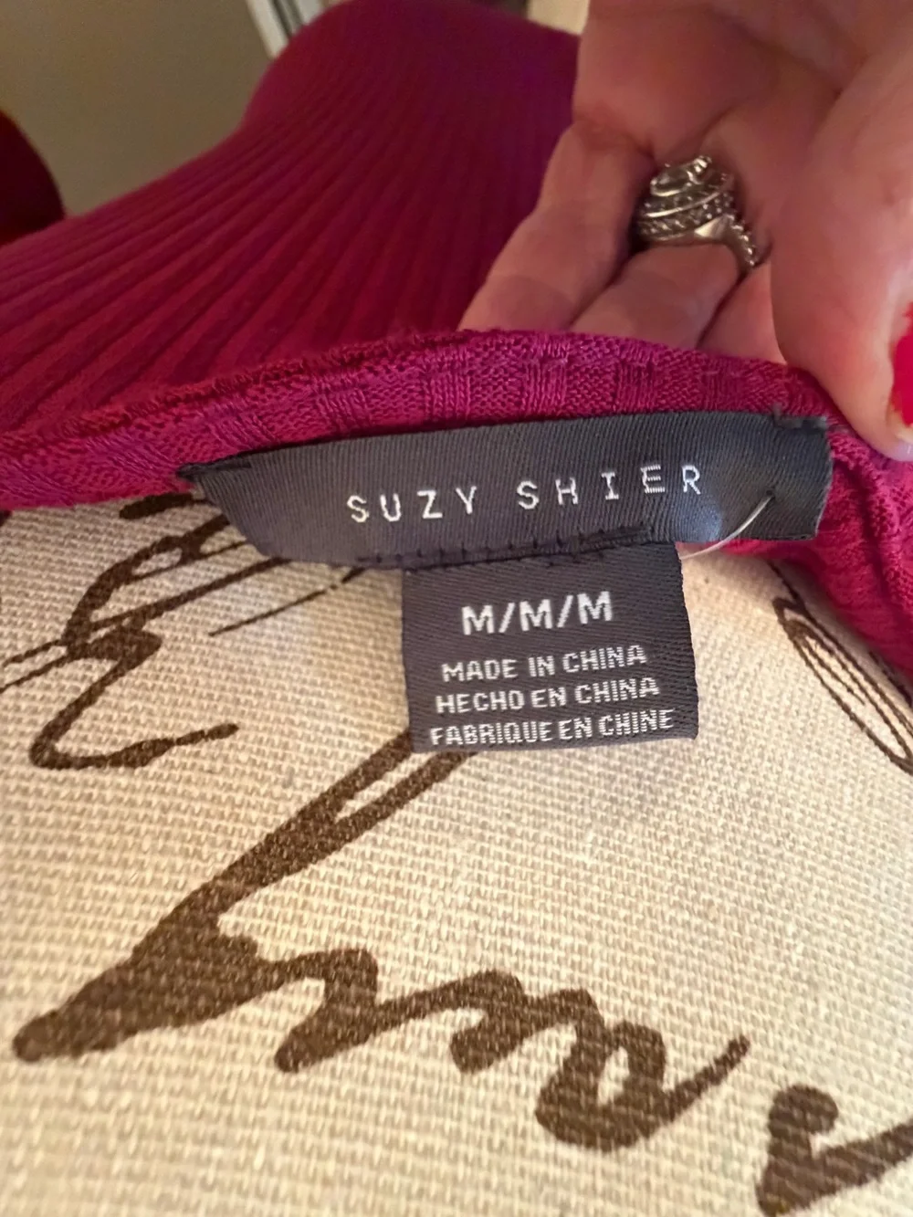 Suzy Shier wine Ribbed Lace-Up Top Side Ruched Tunic M - Picture 5 of 7